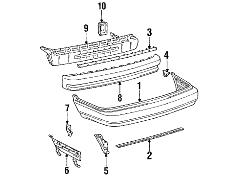 1990 Toyota Camry Cover, Rear Bumper Diagram for 52159-32912