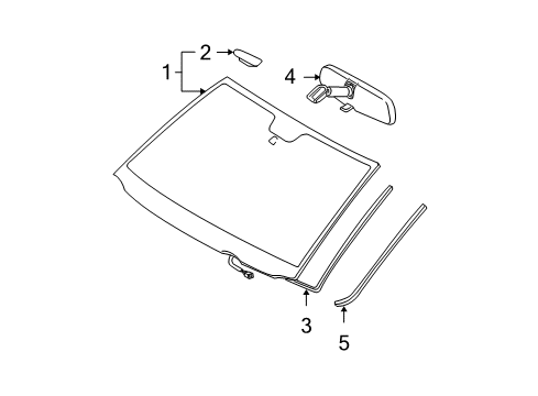 2008 Toyota Tundra Windshield Glass, Reveal Moldings Diagram