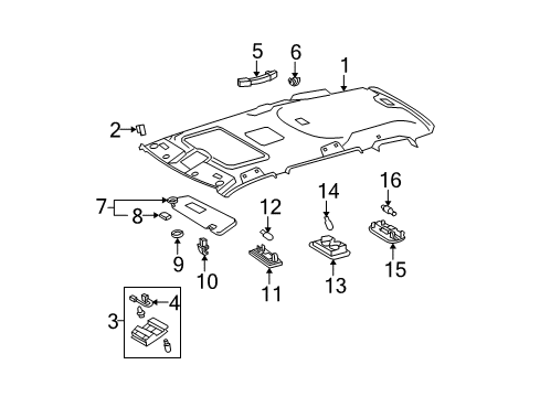 2012 Toyota Highlander Visor Assembly, Lh Diagram for 74320-48500-B0