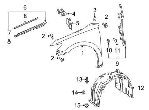 2018 Toyota Camry Fender & Components Diagram