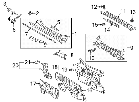 2020 Toyota RAV4 Cowl Diagram