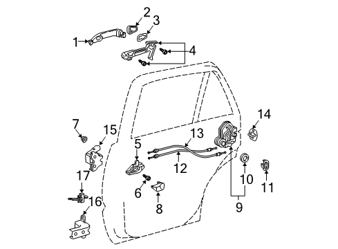 2004 Toyota 4Runner Cover, Rear Door Outside Handle, RH Diagram for 69227-0E020-G0