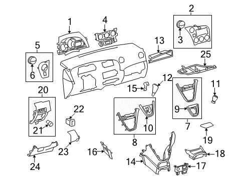 2013 Toyota Matrix Radio Bezel, Center Diagram for 55405-02790-B0