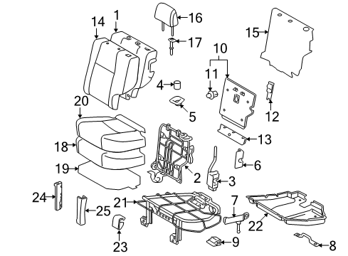 2018 Toyota 4Runner Rear Seat Cushion Cover, Left (For Separate Type) Diagram for 71076-35691-C1