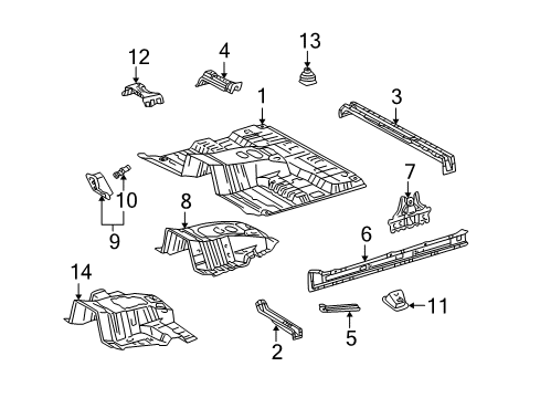 2000 Toyota Land Cruiser Pan, Front Floor Diagram for 58111-60811