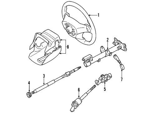 2005 Toyota MR2 Spyder Steering Column & Wheel, Steering Gear & Linkage Diagram 1 - Thumbnail