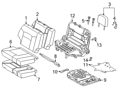 2015 Toyota Land Cruiser Cover, Rear Seat Cushion Diagram for 72927-60190-C0