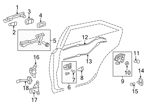 2013 Toyota Camry Cable Assembly, Rear Door Diagram for 69730-06090