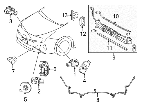 2017 Toyota Prius Prime RETAINER Ultrasonic Diagram for 89348-12070-E3