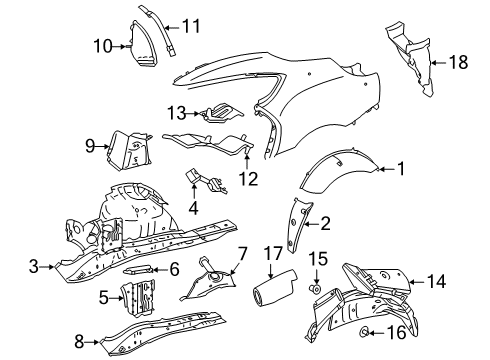 2020 Toyota GR Supra Shaped Part, Outer S Diagram for 90118-WA451