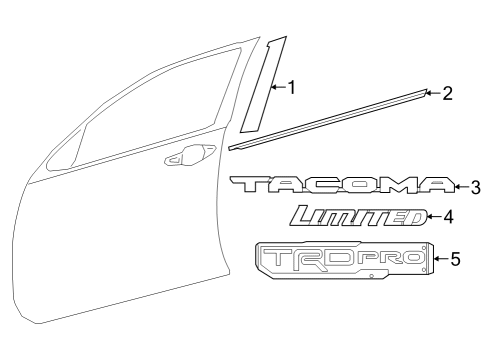 2018 Toyota Tacoma Exterior Trim - Front Door Diagram