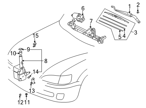 1998 Toyota Camry Wiper & Washer Components Diagram 1 - Thumbnail