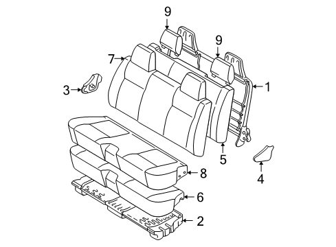 1999 Toyota Tacoma Front Seat Components Diagram 3 - Thumbnail