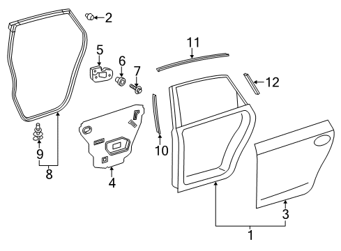 2013 Toyota Prius V Rear Door, Body Diagram