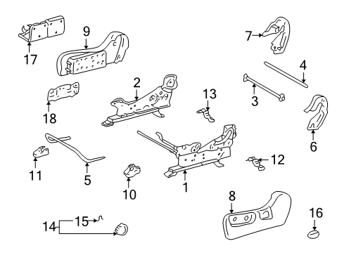 2001 Toyota Highlander Bracket, Front Seat Shield Set Diagram for 71821-48010