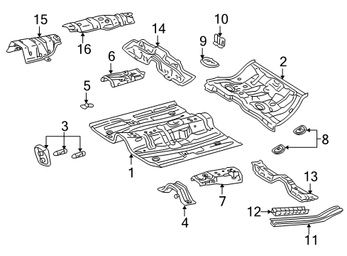 2002 Toyota Corolla Floor & Rails Diagram