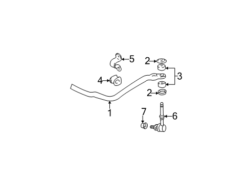 2004 Toyota Tacoma Stabilizer Bar & Components - Front Diagram