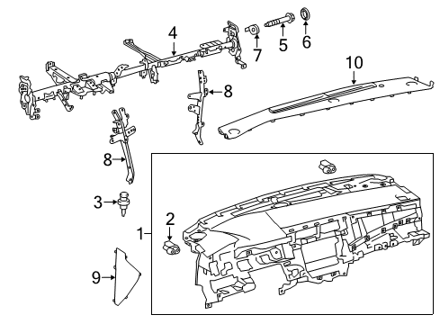 2018 Toyota Avalon Cluster & Switches, Instrument Panel Diagram 1 - Thumbnail