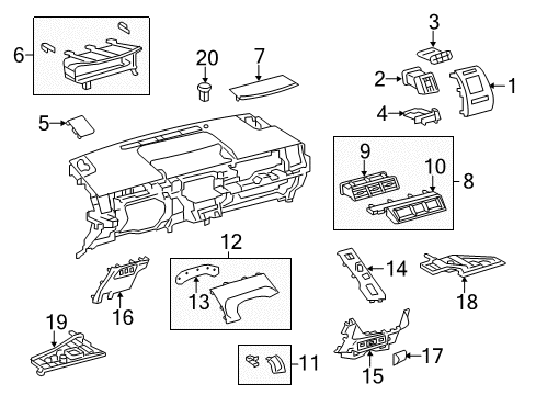 2013 Toyota Prius V Cluster & Switches, Instrument Panel Diagram