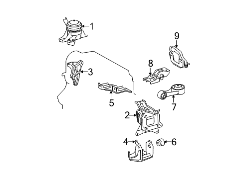 2008 Toyota Yaris Engine & Trans Mounting Diagram