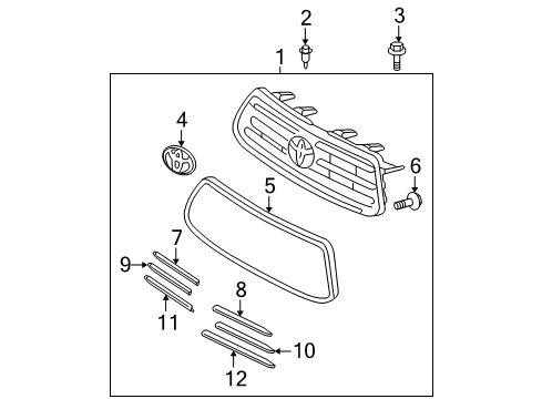 2008 Toyota Highlander Grille & Components Diagram 1 - Thumbnail