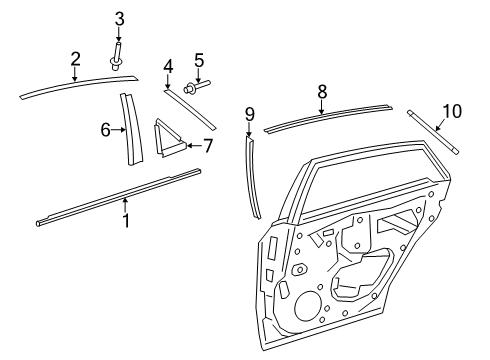 2019 Toyota Avalon Exterior Trim - Rear Door Diagram