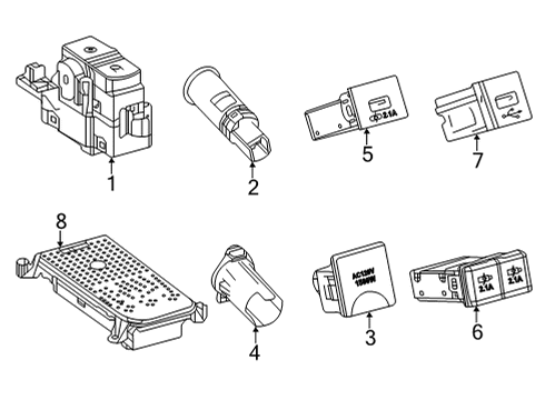 2021 Toyota Mirai Parking Brake Switch Diagram for 84390-62010