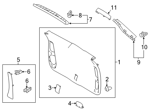 2015 Toyota Highlander Cover, Back Door Trim Diagram for 64792-0E070-B0