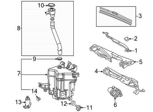 2021 Toyota Mirai Blade, Fr Wiper, Rh Diagram for 85212-50140