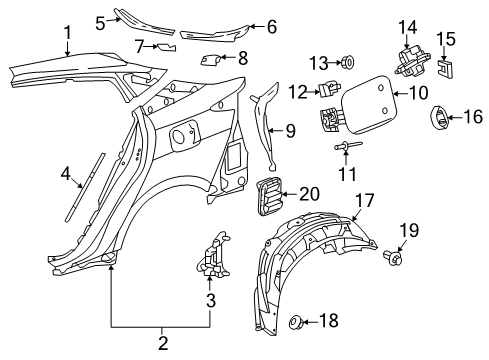 2019 Toyota Prius Prime Quarter Panel & Components Diagram