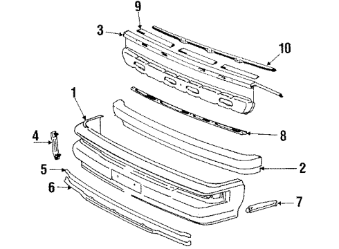 1988 Toyota Van Cover, Front Bumper Diagram for 52119-28901