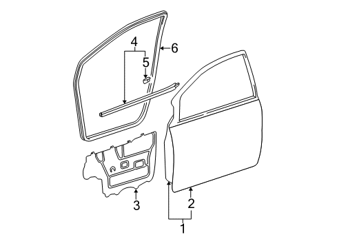 2000 Toyota Sienna Weatherstrip, Front Door Opening Trim, LH Diagram for 62312-08010