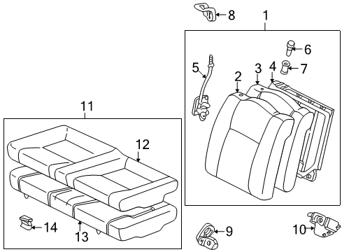 2003 Toyota Celica Rear Seat Components Diagram