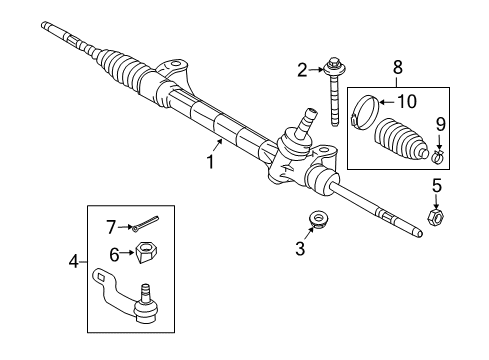 2009 Toyota RAV4 Clip, Steering Rack Diagram for 45537-42010