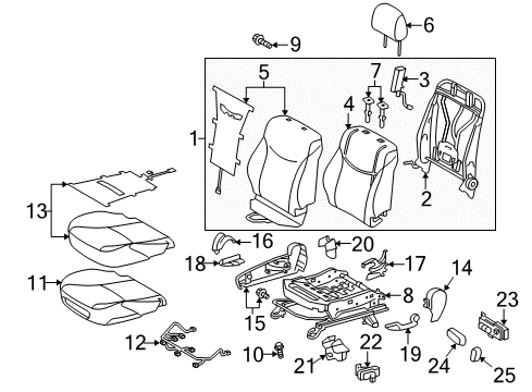 2011 Toyota Prius Seat Back Cover, Gray, Driver Side Diagram for 71074-47130-B1