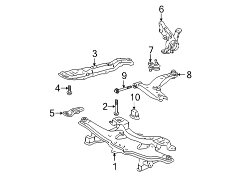 2003 Toyota Corolla Damper, Front Suspension Member Dynamic Diagram for 51227-02030