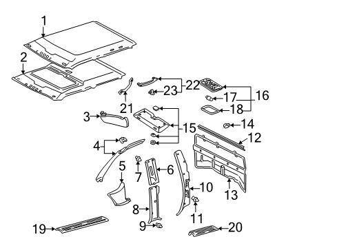 2004 Toyota Tacoma Visor Assembly, Right Diagram for 74310-04030-B0