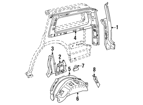 1992 Toyota Land Cruiser Panel Sub-Assy, Quarter, Inner LH Diagram for 61704-60100