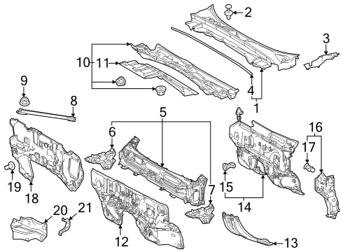 2024 Toyota Grand Highlander Reinforcement, Dash Diagram for 55139-0E070