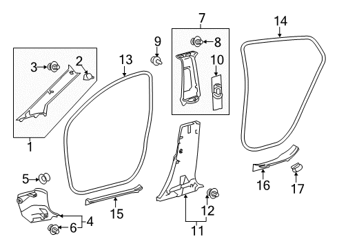 2021 Toyota Prius WEATHERSTRIP, Rear Door Opening Trim Diagram for 62332-47050