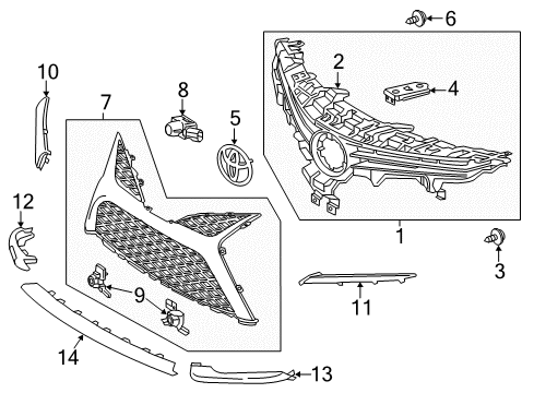 2020 Toyota Camry Grille, Radiator, Lw Diagram for 53128-33030