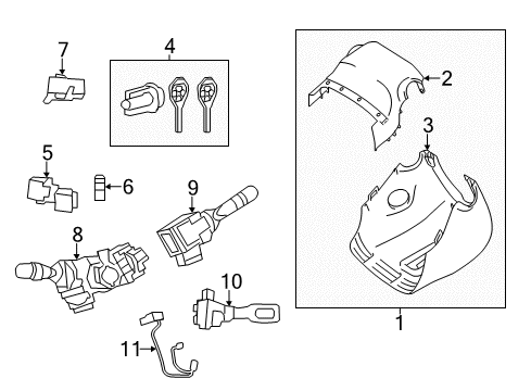 2018 Toyota RAV4 Cover, Steering Column Diagram for 45286-0R050-C0