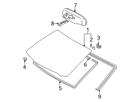 2004 Toyota Avalon Windshield Glass, Reveal Moldings Diagram