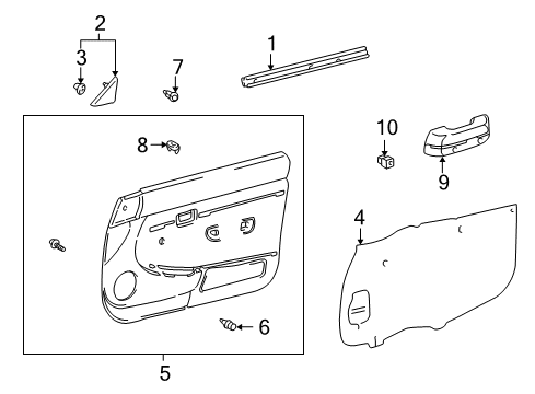 1999 Toyota Tacoma Board Sub-Assy, Front Door Trim, RH Diagram for 67610-04080-B0