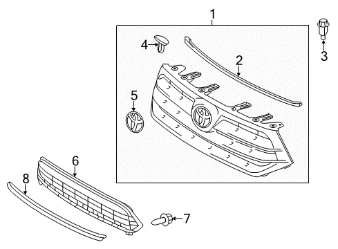 2011 Toyota Highlander Grille & Components Diagram