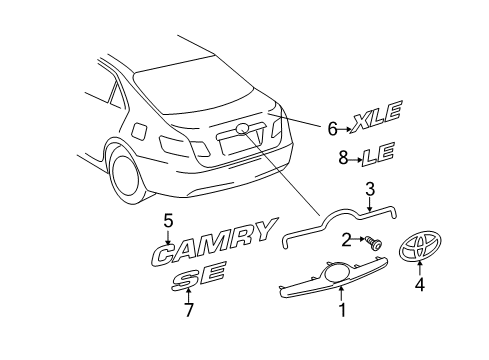 2009 Toyota Camry Garnish, Luggage Compartment Door, Outside Diagram for 76811-33130-H0