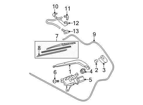 2008 Toyota Yaris Wiper & Washer Components Diagram 1 - Thumbnail