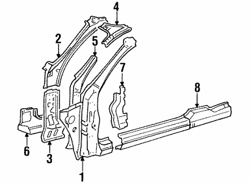 1999 Toyota Celica Hinge Pillar, Floor, Rocker Panel Diagram