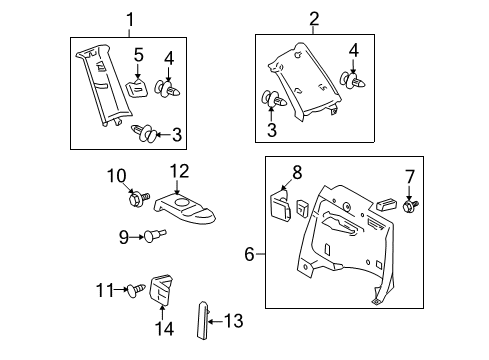 2006 Toyota Highlander Cover, Deck Side Trim, Front RH Diagram for 64712-48010-A0