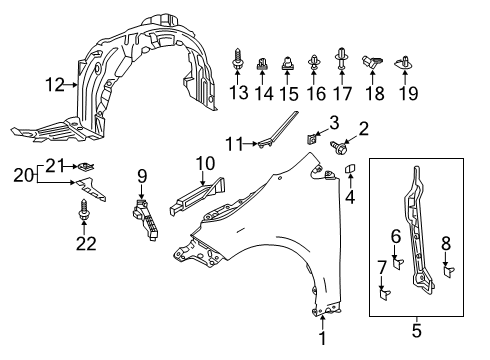 2020 Toyota Corolla Shield Sub-Assembly, FEN Diagram for 53806-12100